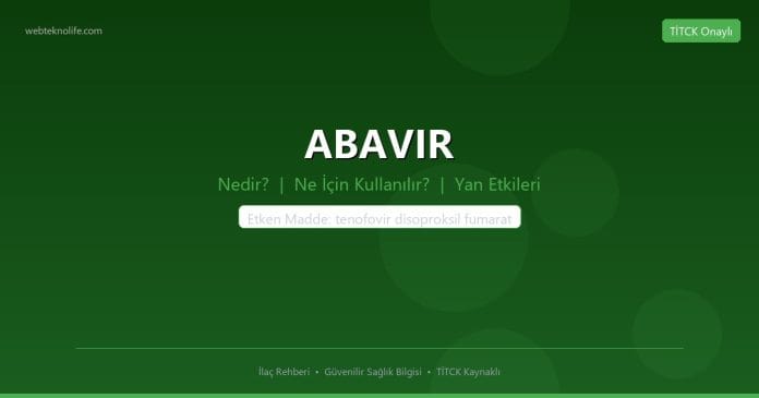 ABAVIR nedir ne işe yarar - ilaç bilgisi