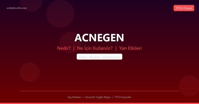 ACNEGEN nedir ne işe yarar - ilaç bilgisi