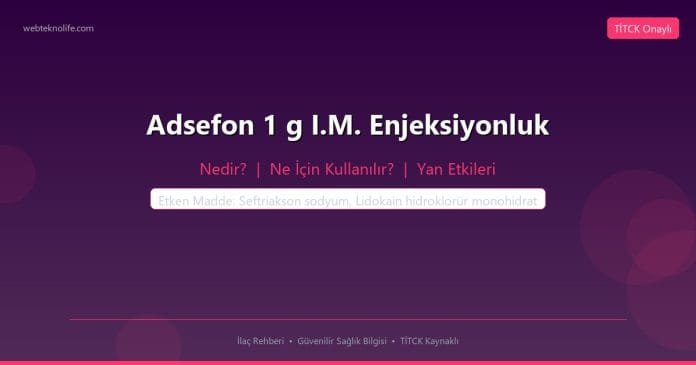 Adsefon 1 g I.M. Enjeksiyonluk nedir ne işe yarar - ilaç bilgisi