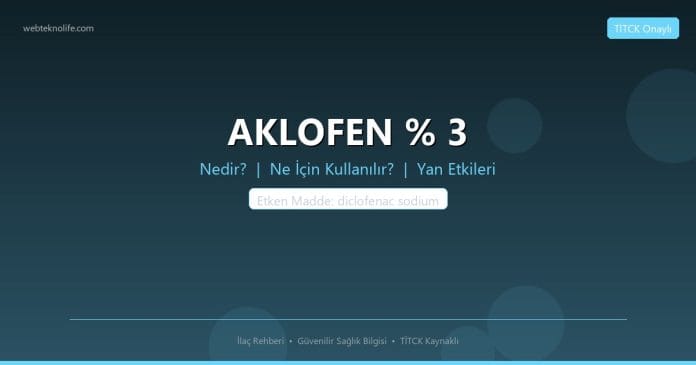AKLOFEN % 3 nedir ne işe yarar - ilaç bilgisi