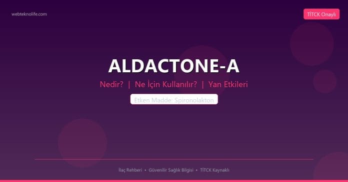ALDACTONE-A nedir ne işe yarar - ilaç bilgisi