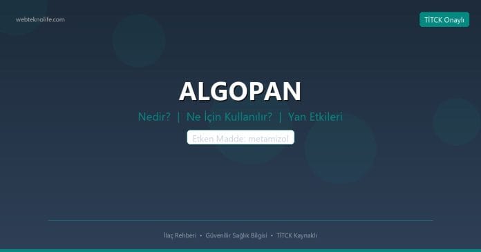 ALGOPAN nedir ne işe yarar - ilaç bilgisi