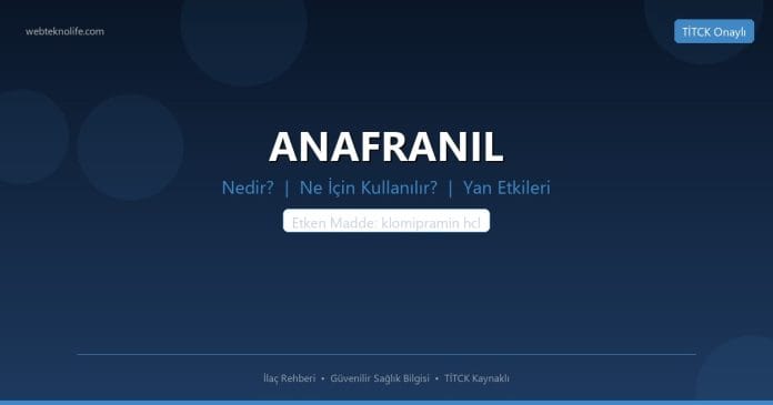 ANAFRANIL nedir ne işe yarar - ilaç bilgisi