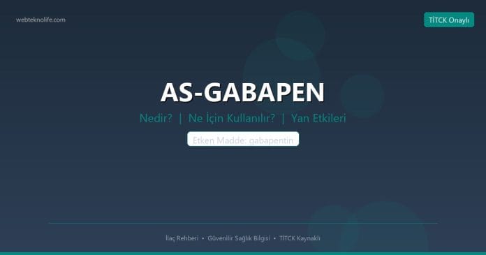 AS-GABAPEN nedir ne işe yarar - ilaç bilgisi