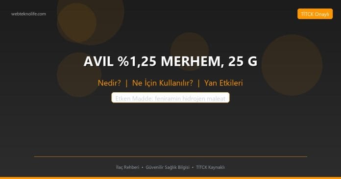 AVIL %1,25 MERHEM, 25 G nedir ne işe yarar - ilaç bilgisi