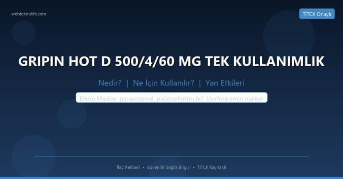 GRIPIN HOT D 500/4/60 MG TEK KULLANIMLIK nedir ne işe yarar - ilaç bilgisi