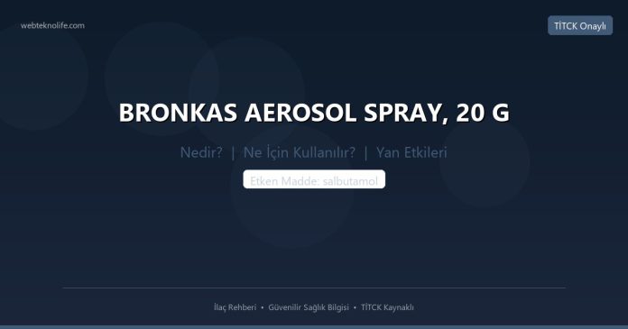 BRONKAS AEROSOL SPRAY, 20 G nedir ne işe yarar - ilaç bilgisi