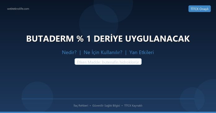 BUTADERM % 1 DERİYE UYGULANACAK nedir ne işe yarar - ilaç bilgisi