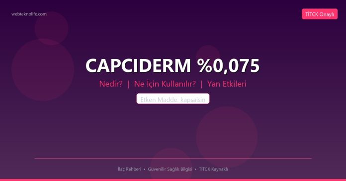 CAPCIDERM %0,075 nedir ne işe yarar - ilaç bilgisi