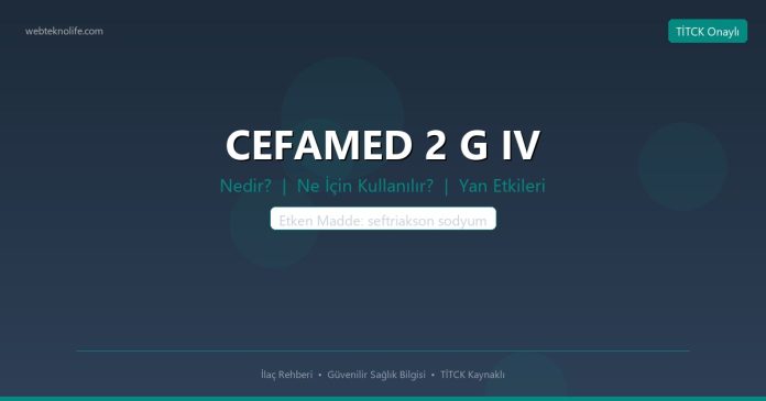 CEFAMED 2 G IV nedir ne işe yarar - ilaç bilgisi