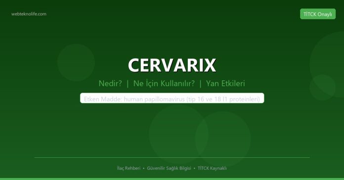 CERVARIX nedir ne işe yarar - ilaç bilgisi