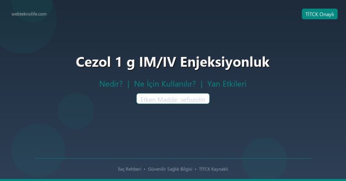 Cezol 1 g IM/IV Enjeksiyonluk nedir ne işe yarar - ilaç bilgisi