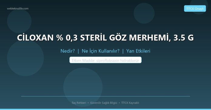 CİLOXAN % 0,3 STERİL GÖZ MERHEMİ, 3.5 G nedir ne işe yarar - ilaç bilgisi
