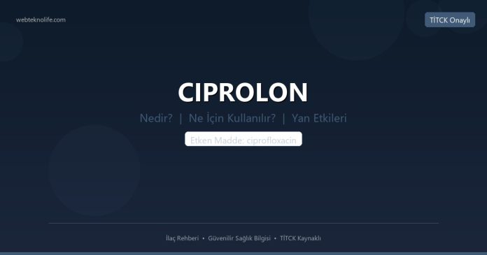 CIPROLON nedir ne işe yarar - ilaç bilgisi