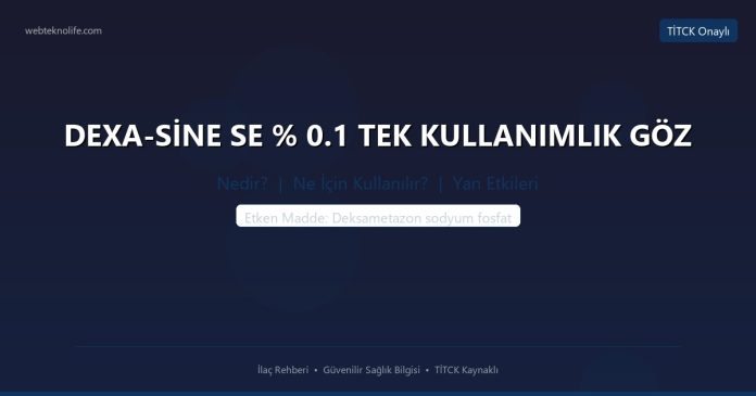 DEXA-SİNE SE % 0.1 TEK KULLANIMLIK GÖZ nedir ne işe yarar - ilaç bilgisi