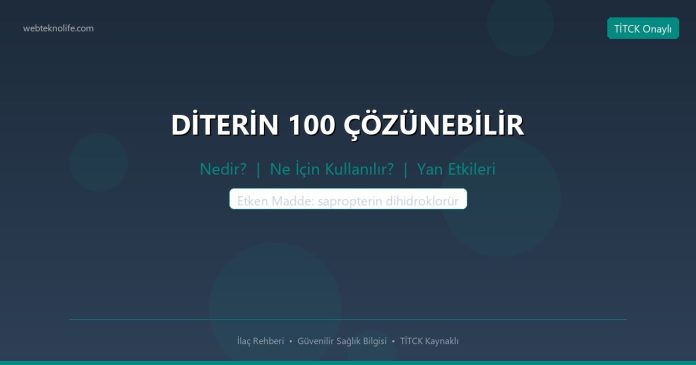 DİTERİN 100 ÇÖZÜNEBİLİR nedir ne işe yarar - ilaç bilgisi