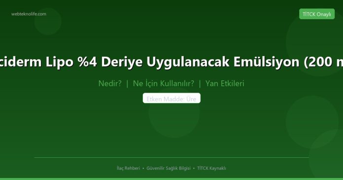 Exciderm Lipo %4 Deriye Uygulanacak Emülsiyon (200 mL) nedir ne işe yarar - ilaç bilgisi