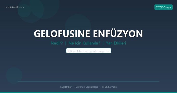 GELOFUSINE ENFÜZYON nedir ne işe yarar - ilaç bilgisi