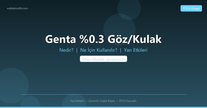 Genta %0.3 Göz/Kulak nedir ne işe yarar - ilaç bilgisi