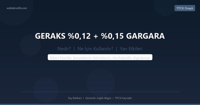 GERAKS %0,12 + %0,15 GARGARA nedir ne işe yarar - ilaç bilgisi