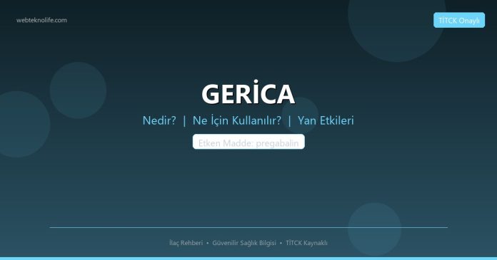 GERİCA nedir ne işe yarar - ilaç bilgisi