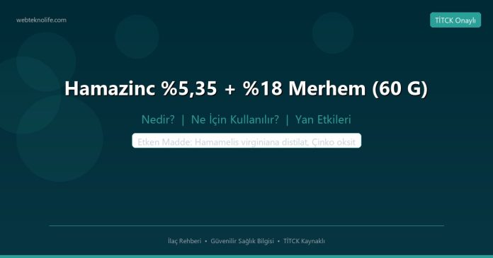 Hamazinc %5,35 + Merhem (60 G) nedir ne işe yarar - ilaç bilgisi