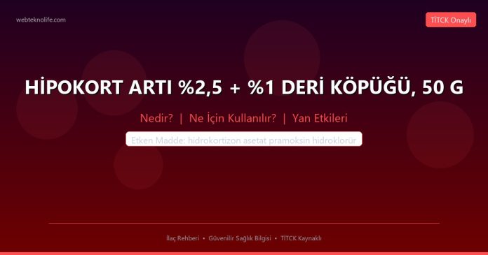 HİPOKORT ARTI %2,5 + %1 DERİ KÖPÜĞÜ, 50 G nedir ne işe yarar - ilaç bilgisi