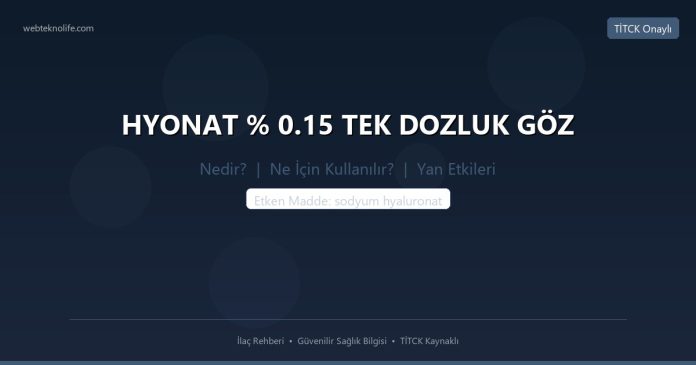 HYONAT % 0.15 TEK DOZLUK GÖZ nedir ne işe yarar - ilaç bilgisi