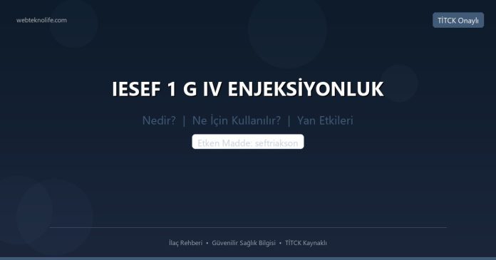 IESEF 1 G IV ENJEKSİYONLUK nedir ne işe yarar - ilaç bilgisi